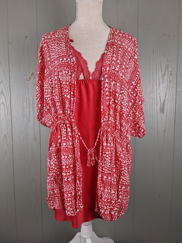 UNDERCOVER Victorias Secret Set 2pz Abito Slip Lingerie Medio Rosso Kimono Avvolgente Romantico