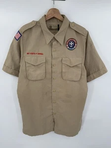 Boy Scouts of America Men’s Uniform Shirt 100% Polyester USA Size Small Vented - Picture 1 of 7