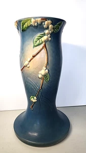 Roseville Schneebeere blau 1947 Vintage Kunstkeramik Sockel 1P-8 - Bild 1 von 10