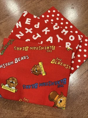 BERENSTAIN BEARS- Moda 2012 -Rare Bear Country School 3 Fat Quarters VTG - Image 1 of 4