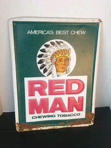 RARE 1950’s Red Man Chewing Tobacco Metal Sign 12x16 Inches Heavy Gauge Metal  - Picture 1 of 12