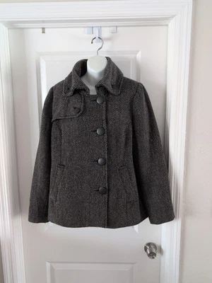 MERONA Botón Frontal Negro Blanco Estilo Clásico con Forro Mujer Talla XL Foto 1 de 4