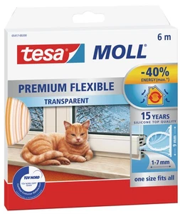 tesamoll Fensterdichtung Silikon (1 x 6 m) - Profil: 9 mm x 7 mm - transparent - Bild 1 von 4