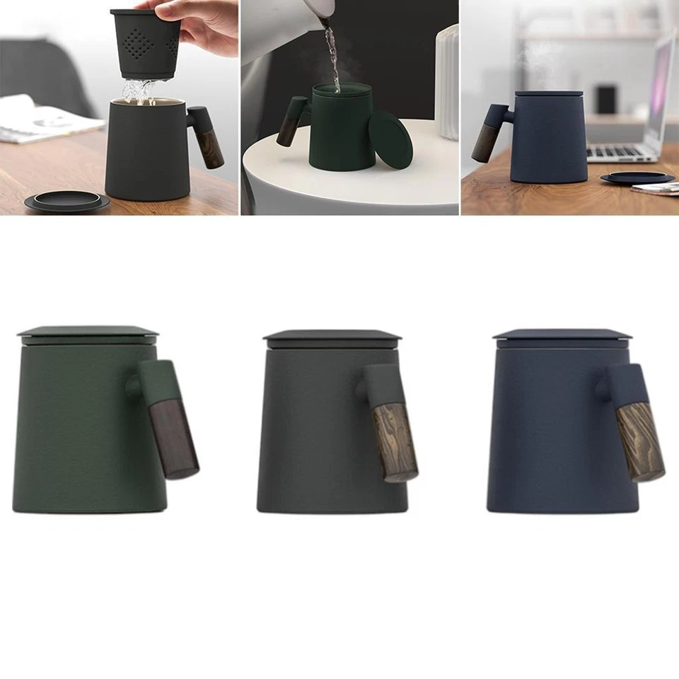 陶瓷茶杯防锈分离网便携式滤网紧凑型复古身体400毫升 — 第 1/1 张图片