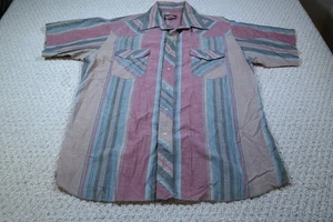Camisa Wrangler Para Hombre Grande Rayas Rojas Perla Occidental A Presión Manga Corta 76201AA - Imagen 1 de 5