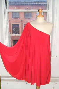 Baylis & Knight kirschrot STUDIO 54 Glam 70er Jahre Fledermausflügel eine Schulter DISCO Kleid - Bild 1 von 4