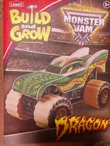 Lowe's Build and Grow Monster Jam Dragon Truck Kit de madera con parche!* - Imagen 1 de 2