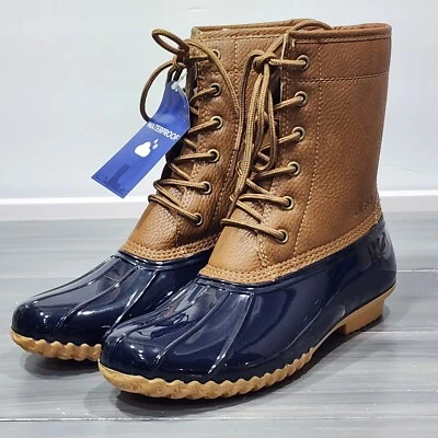 Jbu By Jambu Maplewood Duck Botas Resistentes al Agua Botas con Cordones 8M Tostado Azul Marino Foto 1 de 4