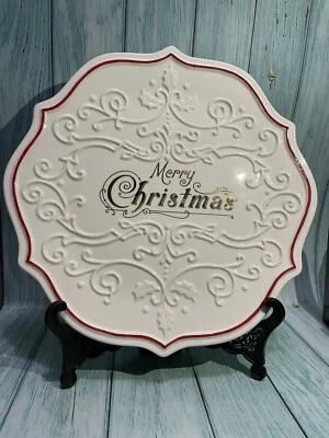 Grasslands Road 装饰圣诞快乐饼干盘白金 — 第 1/4 张图片