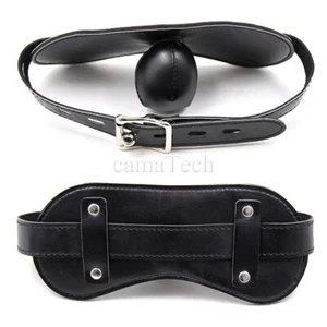 PU Leather Harness Mouth Gag Soft Sponge Roleplay Oral Mouth Plug For Men Women - Picture 1 of 11