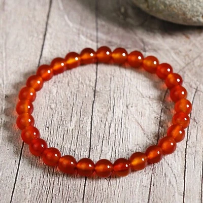 Natural AA Grade Carnelian 6mm Beads Healing Crystal Gemstone Women Bracelet - Image 1 of 4
