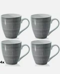 Sketch Set of 4 Mugs Porcelain Extra Large Coffee Soup Hot Cocoa Lovely Design  - Picture 1 of 2