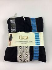 Flora Women's Brush Knit 2 Piece Lounge Short & Hoodie Set Size Large
