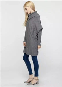Nellbang Strickpullover weich Wasserfallausschnitt grau One Size Oversize enge Rippärmel - Bild 1 von 10