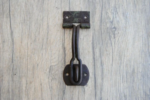 Vintage iron drawer dresser tool box chest trunk drop lifting latch lock ornate Cover
