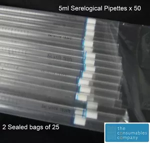 5ml Serological Sterile Culture Pipette graduated sealed x 50 (2 packs of 25) - Picture 1 of 2