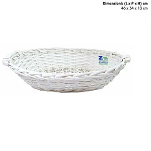 CESTA CESTO CESTINO OVALE VIMINI NATALIZIO COLORE BIANCO CM 46x34x13 - Foto 1 di 1