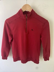 Tommy Bahama Sweater 1/4 Zip Boys L 10 12 Youth Red Long Sleeve Pullover Large - Picture 1 of 5