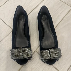 Tory Burch Josephine Pumps schwarz Samt Schleife Verzierungen Größe 5,5M - Bild 1 von 6