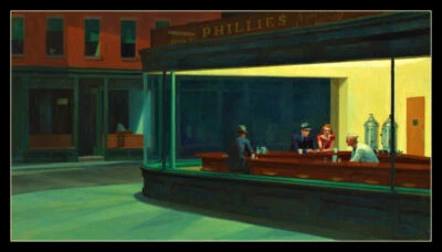 Edward Hopper Artista Americano Nighthawks Lienzo Impresión Nevera Imán 5x9 Grande Foto 1 de 2