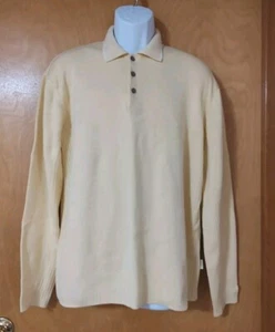 IZOD XFG Men's Large Sweater Golf Shirt Polo Long Sleeve Yellow Knit 3 Button - Picture 1 of 13