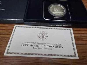 US Mint First Flight Centennial SILVER dollar Proof Coin W/COA - Picture 1 of 3