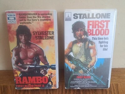 Rambo First Blood Parts I & II 1982 1985 VHS Thorn EMI HBO Video Clamshell - Image 1 of 4