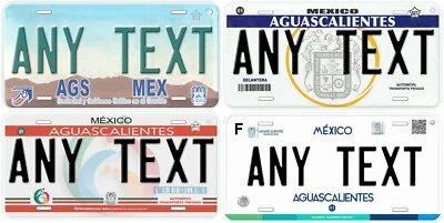 Aguascalientes Personalized Car Auto Mexico State License Plates Any Text - Image 1 of 4