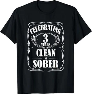 Celebrating 3 Years Sobriety Recovery Clean and Sober AA NA T-Shirt Hoodie - Picture 1 of 10