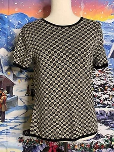 Suéter Talbots para mujer pequeño mezcla de seda SS tejido pull over estampado de diamantes - Imagen 1 de 11