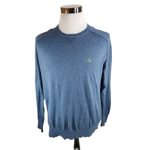 Lacoste Men's XL (6) Long Sleeve Thin Cashmere Cotton Elbow Pads Black Sweater - Picture 1 of 5