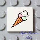 NEW Lego Friends 2x2 WHITE TILE Square w/Minifig Ice Cream Waffle Cone Food Pic