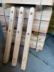 Pfosten Seilzaun Zaunpfosten Lärche 90x90mm 100cm lang Holzpfosten Maritim Tau - Bild 1 von 13