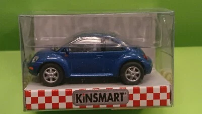 VW New Beetle (met.blue) pullback mechanism 1/64 ca (diecast-metal) Kinsmart - Immagine 1 di 3