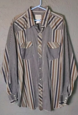 Frontier Mens Western Shirt Pearl Snaps Two front Pockets With Pen Slot 2XL  - Image 1 of 4