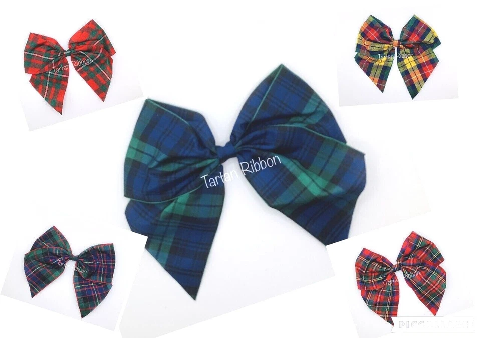 Tartan Ribbon Bows~Made from 70mm Ribbon~Tartan/Quantity Choice - Image 1 of 1