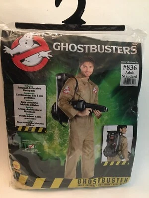 NOS VTG GHOSTBUSTERS ADULT HALLOWEEN COSTUME MENS ONE SIZE UP TO 44" RUBIES NIP - Image 1 of 4