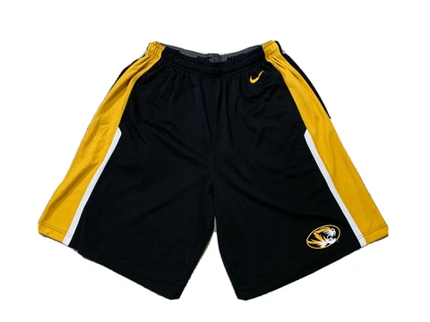 Nike Dri Fit Missouri Tigers Shorts Mizzou Mens Size XL Black And Yellow Cover