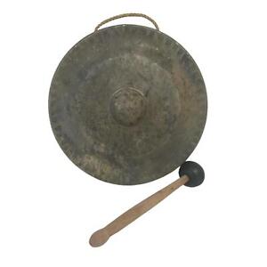 Vietnamese HANDMADE METAL GONG - natural aged finish   23cm diameter
