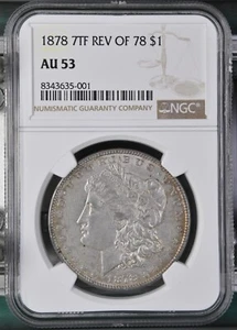 Dólar Morgan 1878 7TF Rev de 1878 certificado NGC AU53 - Imagen 1 de 2