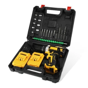 21V Cordless Drill Set Impact Driver Electric Screwdriver Kit w/2 Battery Case - Picture 1 of 21