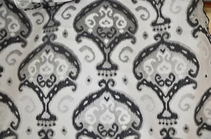 Drapery Upholstery Jacquard Fabric Ikat -White, Silver, Black 4 Yrd 32" ,W x 56" - Picture 1 of 6