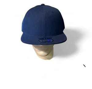 KB ETHOS Premium Fitted Cap Hat, Flat Bill / Brim NEW size 7 5/8 Navy Blue. - Picture 1 of 4