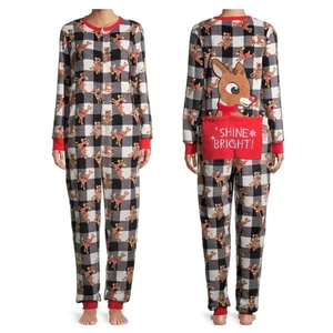 Rudolph the Red Nosed Reindeer Union Suit Women's Pajamas One Piece Size Medium - Picture 1 of 9