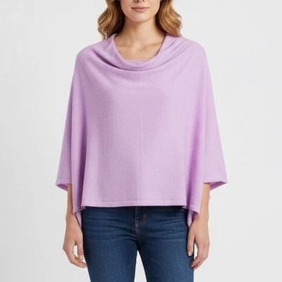 Echo Lavender Purple Knit Poncho Cowl Neck One Size - Image 1 of 4