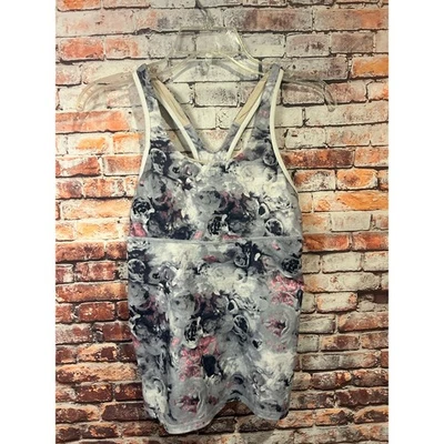Camiseta sin mangas lululemon gris rosa floral estante espalda deportiva mujer talla 6 Foto 1 de 4