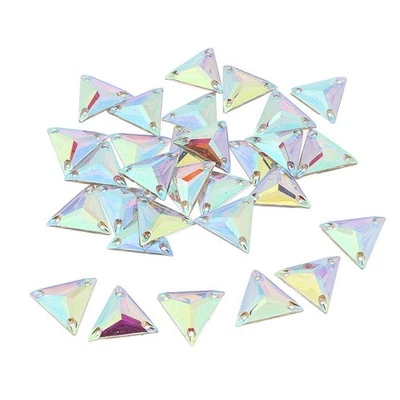 30pcs Crystal AB Flatback Sew On Triangle Diamante Rhinestone DIY Craft 22mm - Image 1 of 2