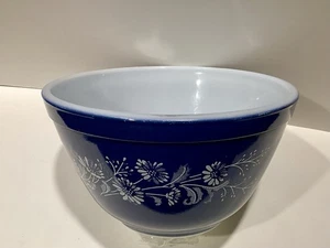 RARO Cuenco Mezclador Pyrex 401 Colonial Niebla Azul Blanco Flor 750 ml - Imagen 1 de 11