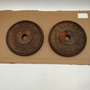 "Placas de peso vintage (par) DAN LURIE Brooklyn Nueva York 10 lb con orificio de 1-1/16""" - Imagen 1 de 9