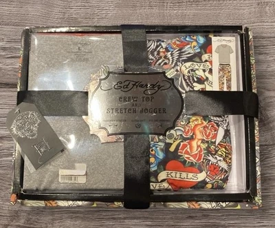 Conjunto de jogger Ed Hardy Y2K Crew Top y elástico para hombre ~ multicolor ~ talla L ~ NUEVO Foto 1 de 3